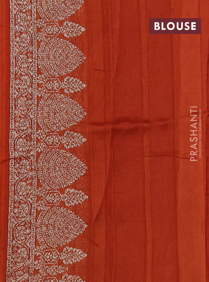 Rust Banarasi Semi Raw Silk Saree - Butta style