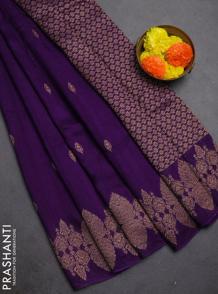 Violet Banarasi Semi Raw Silk Saree - Butta style