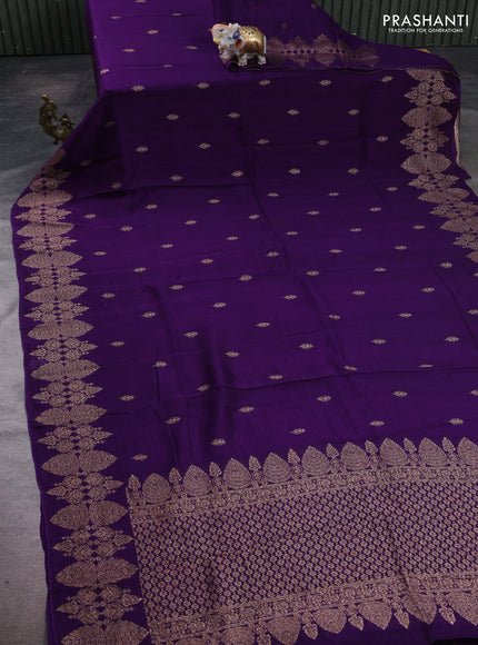 Violet Banarasi Semi Raw Silk Saree - Butta style