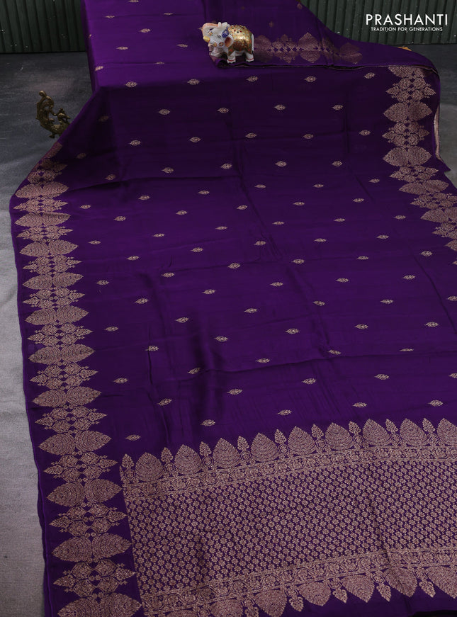 Violet Banarasi Semi Raw Silk Saree - Butta style