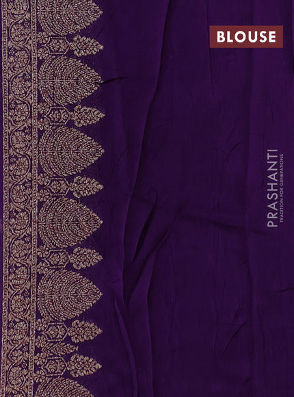 Violet Banarasi Semi Raw Silk Saree - Butta style