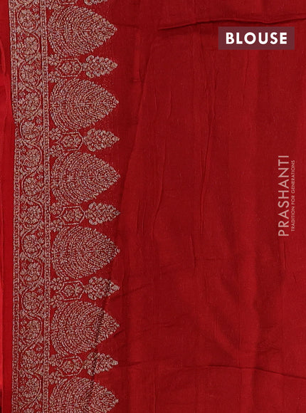 Red Banarasi Semi Raw Silk Saree - Butta style