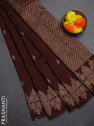 Brown Banarasi Semi Raw Silk Saree - Butta style