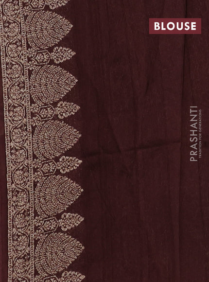 Brown Banarasi Semi Raw Silk Saree - Butta style