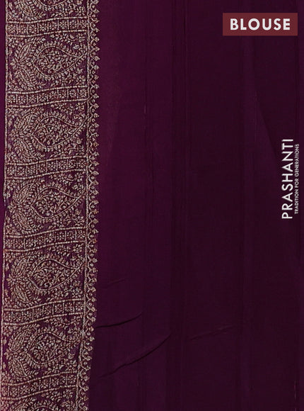 Deep Purple Banarasi Semi Raw Silk Saree - Butta style