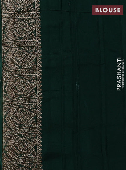 Green Banarasi Semi Raw Silk Saree - Butta style