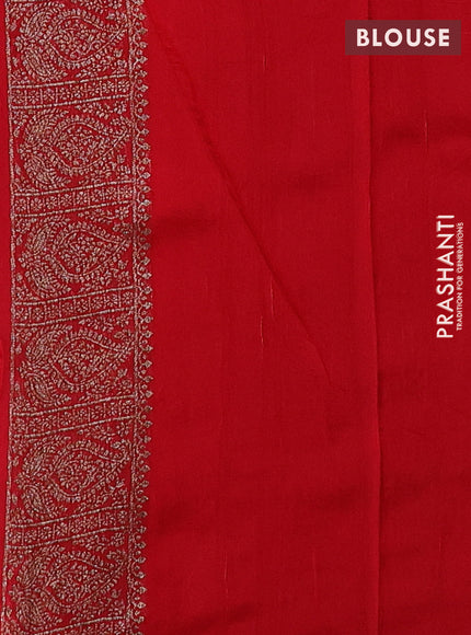 Red Banarasi Semi Raw Silk Saree - Butta style