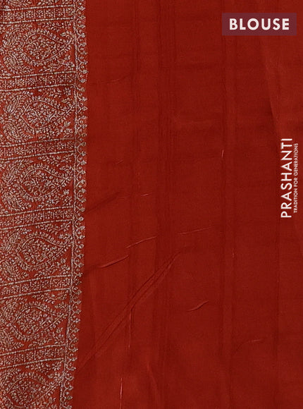 Rust Banarasi Semi Raw Silk Saree - Butta style