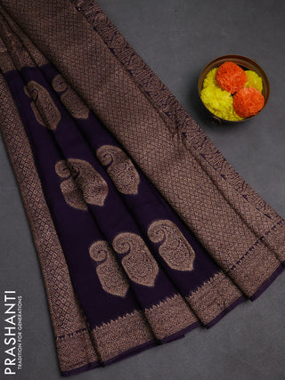 Violet Banarasi Semi Raw Silk Saree - Butta style