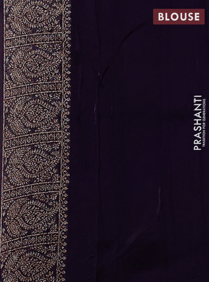 Violet Banarasi Semi Raw Silk Saree - Butta style