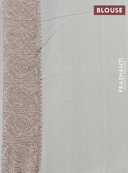 Off White Banarasi Semi Raw Silk Saree - Butta style