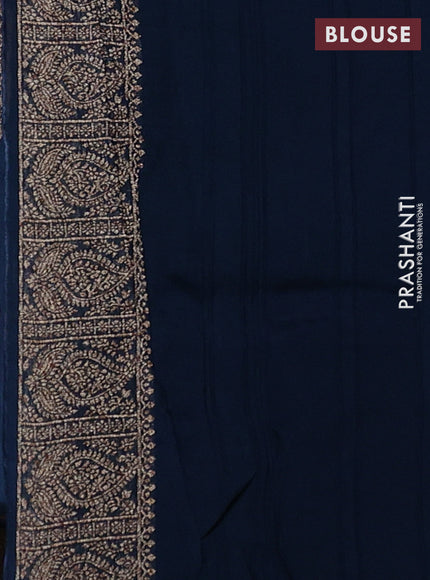 Peacock Blue Banarasi Semi Raw Silk Saree - Butta style