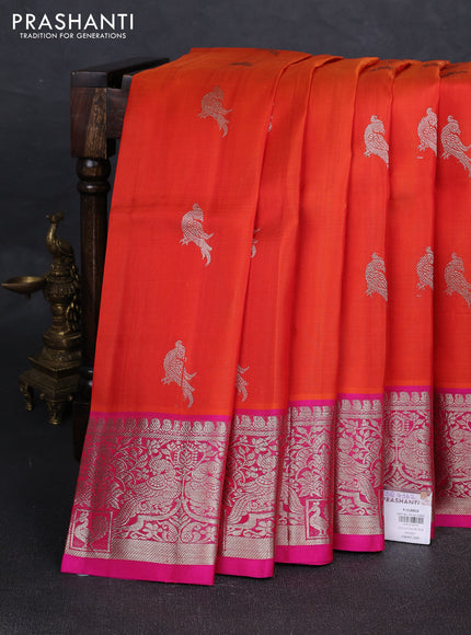 Orange Venkatagiri Silk - Zari Buttas
