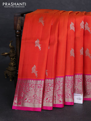 Orange Venkatagiri Silk - Zari Buttas