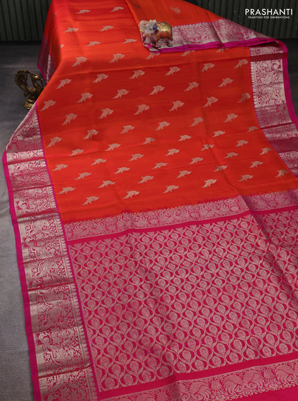 Orange Venkatagiri Silk - Zari Buttas