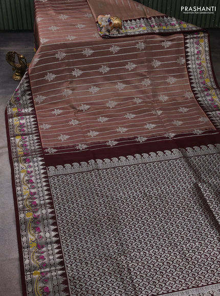 Pastel Brown & Deep Maroon Venkatagiri Silk - Zari Weaves