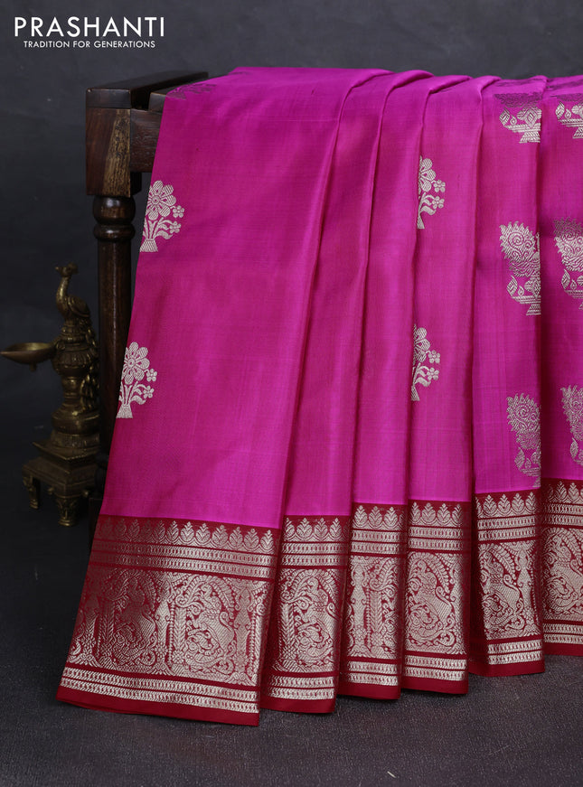 Pink & Red Venkatagiri Silk - Zari Buttas