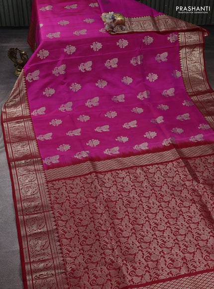 Pink & Red Venkatagiri Silk - Zari Buttas