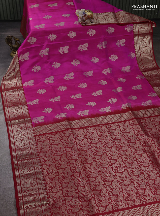 Pink & Red Venkatagiri Silk - Zari Buttas