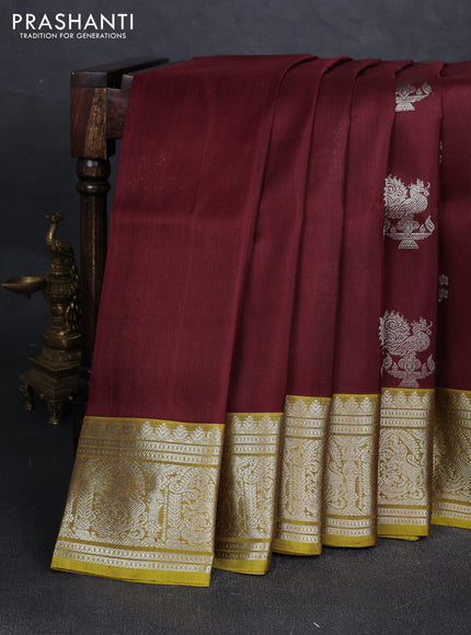 Maroon & Mustard Green Venkatagiri Silk - Zari Buttas