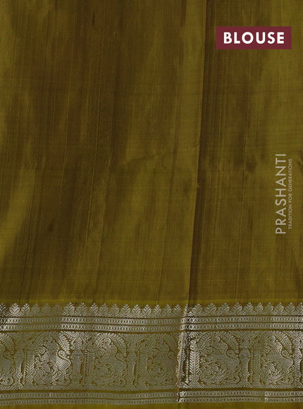 Maroon & Mustard Green Venkatagiri Silk - Zari Buttas