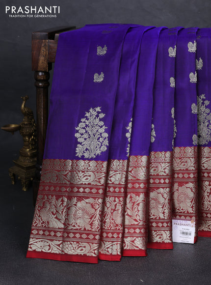 Violet & Maroon Venkatagiri Silk - Zari Buttas