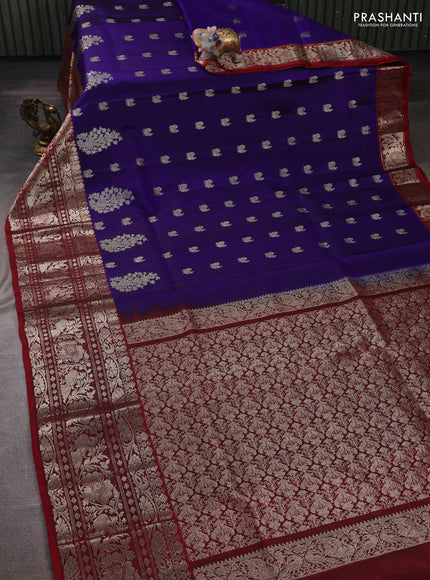 Violet & Maroon Venkatagiri Silk - Zari Buttas