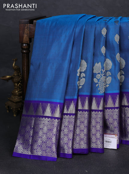 Blue & Violet Venkatagiri Silk - Zari Buttas