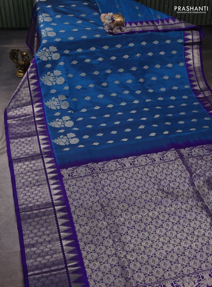 Blue & Violet Venkatagiri Silk - Zari Buttas