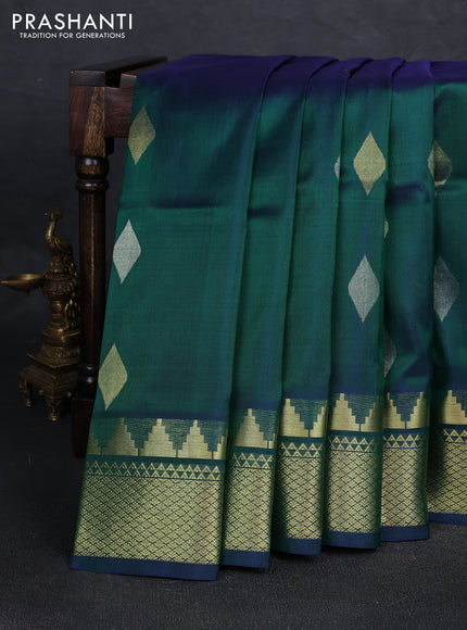 Peacock Green Venkatagiri Silk - Zari Buttas