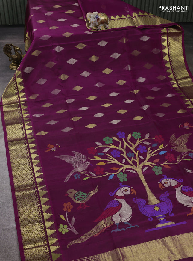 Magenta Pink Venkatagiri Silk - Jamdani Buttas