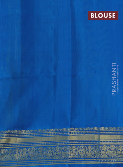 Teal Green & Cs Blue Venkatagiri Silk - Jamdani Buttas