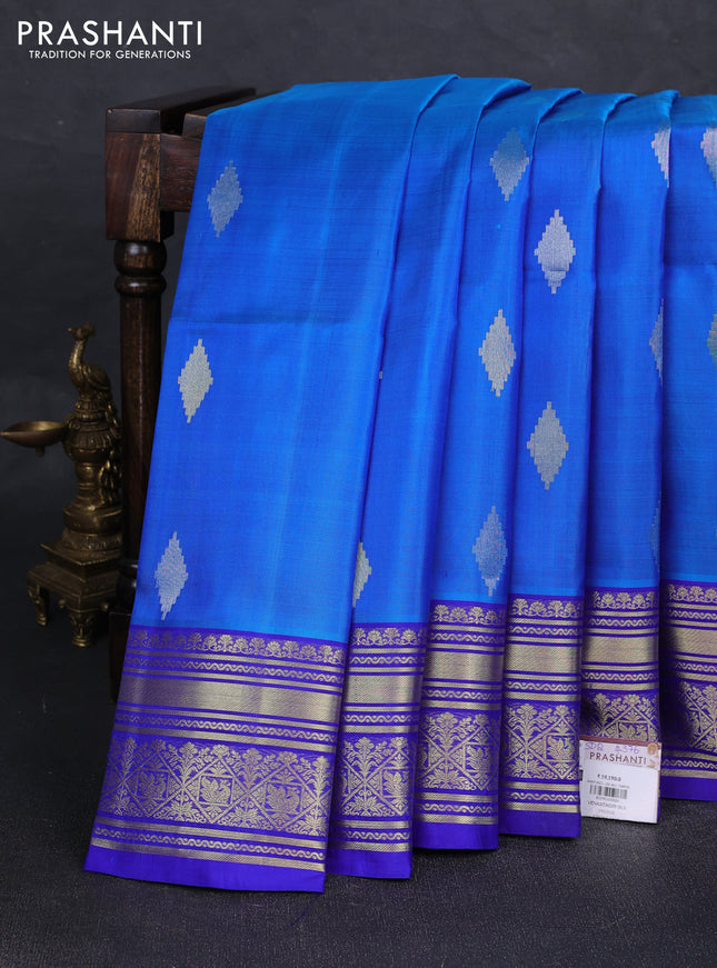 Cs Blue & Violet Venkatagiri Silk - Jamdani Buttas