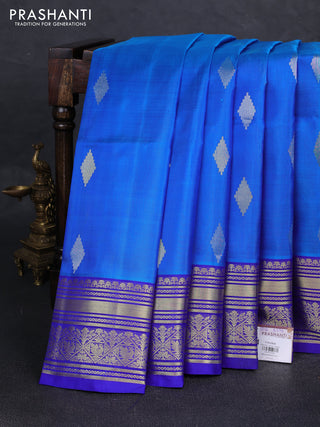 Cs Blue & Violet Venkatagiri Silk - Jamdani Buttas