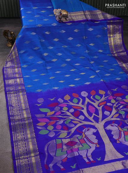 Cs Blue & Violet Venkatagiri Silk - Jamdani Buttas