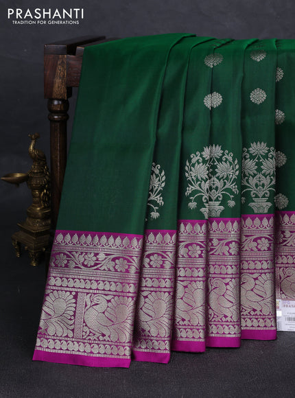 Green & Magenta Pink Venkatagiri Silk - Zari Buttas