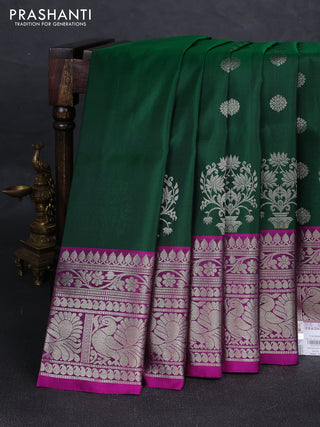 Green & Magenta Pink Venkatagiri Silk - Zari Buttas