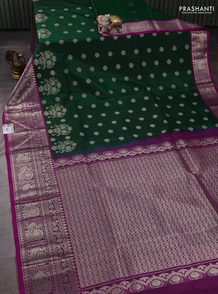 Green & Magenta Pink Venkatagiri Silk - Zari Buttas