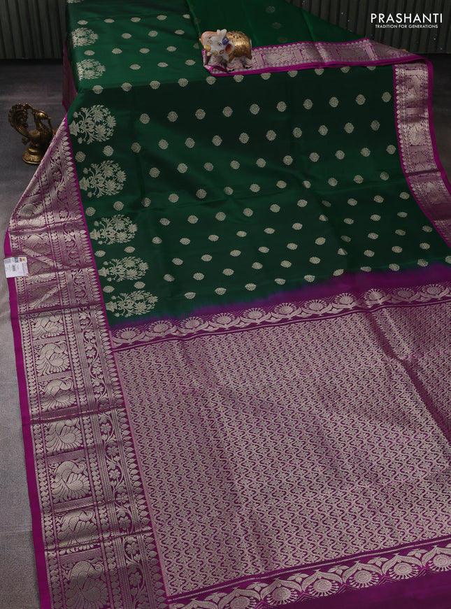 Green & Magenta Pink Venkatagiri Silk - Zari Buttas