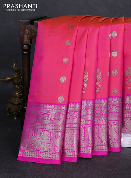 Peach Pink & Pink Venkatagiri Silk - Zari Buttas