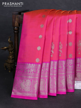 Peach Pink & Pink Venkatagiri Silk - Zari Buttas