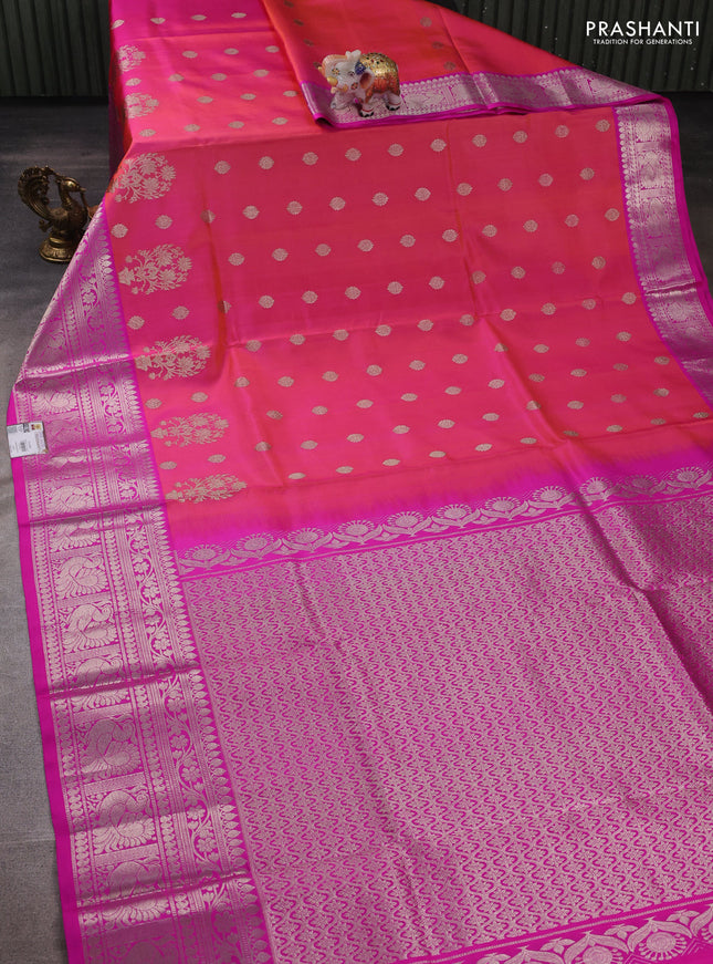 Peach Pink & Pink Venkatagiri Silk - Zari Buttas