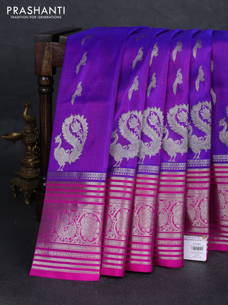 Purple & Pink Venkatagiri Silk - Zari Buttas