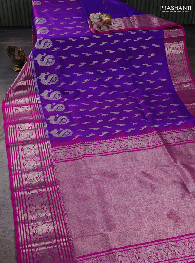 Purple & Pink Venkatagiri Silk - Zari Buttas