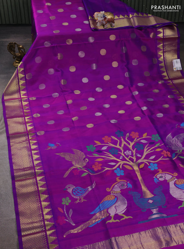 Purple Venkatagiri Silk - Zari Buttas