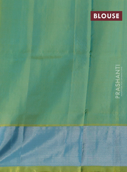 Light Blue & Lime Green Venkatagiri Silk - Zari Buttas