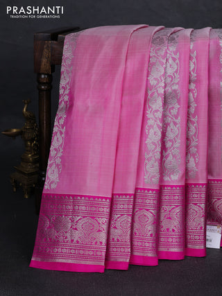 Light Pink & Pink Venkatagiri Silk - Zari Weaves