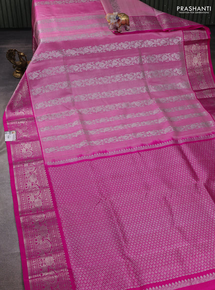 Light Pink & Pink Venkatagiri Silk - Zari Weaves