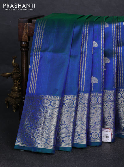 Peacock Blue Venkatagiri Silk - Zari Buttas
