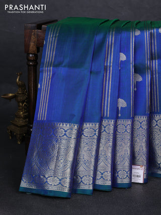 Peacock Blue Venkatagiri Silk - Zari Buttas